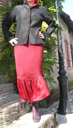 Carnet de Soie - jupe portefeuille en soie piquée  - Photo 1